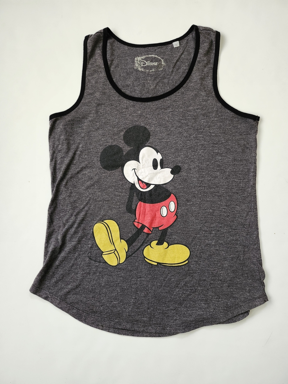 Disney Mickey Mouse Graphic Tank Top - Charcoal with Red & Yellow